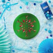 Red Snowflakes op groene kerst Papieren Bordje (Feest)