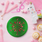 Red Snowflakes op groene kerst Papieren Bordje (Feest)