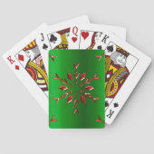 Red Snowflakes op groene kerst Pokerkaarten (Achterkant)