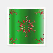 Red Snowflakes op groene kerst Servet (Voorkant)