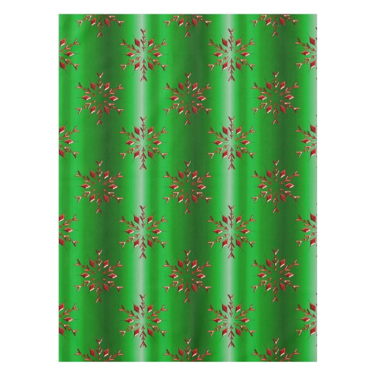 Red Snowflakes op groene kerst Tafelkleed (Voorkant)