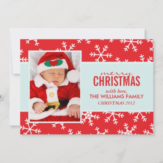 Red Snowflakes Patroonfeestkaarten Feestdagenkaart (Voorkant)