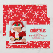 Red Snowflakes Patroonfeestkaarten Feestdagenkaart (Voorkant / Achterkant)