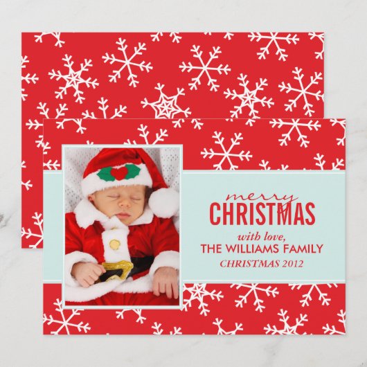 Red Snowflakes Patroonfeestkaarten Feestdagenkaart (Voorkant / Achterkant)