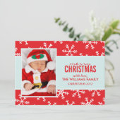 Red Snowflakes Patroonfeestkaarten Feestdagenkaart (Staand voorkant)