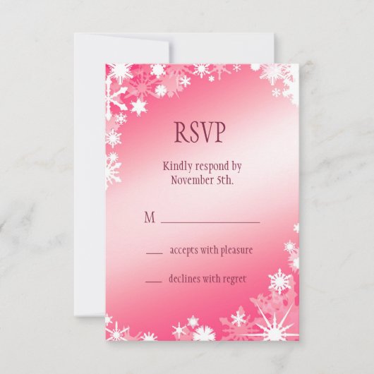 Red Snowflakes RSVP Kaartje (Voorkant)