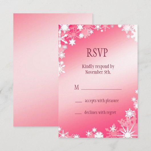 Red Snowflakes RSVP Kaartje (Voorkant / Achterkant)