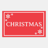 Red Snowflakes Simple Christmas Word Rechthoekige Sticker (Voorkant)