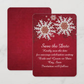 Red Snowflakes Swirls Bewaar de datum Save The Date (Voorkant / Achterkant)