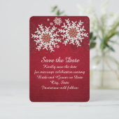 Red Snowflakes Swirls Bewaar de datum Save The Date (Staand voorkant)
