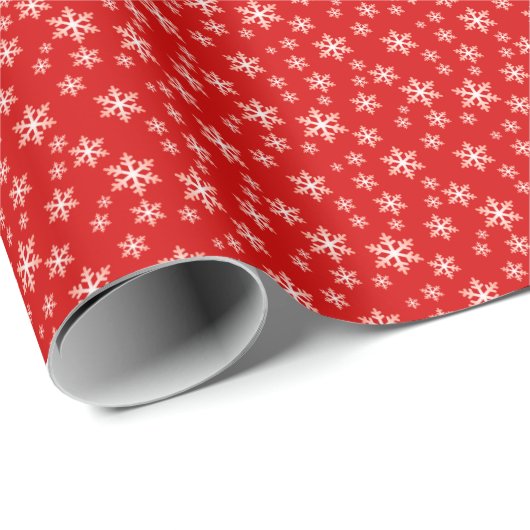Red Snowflakes Winter Pattern Cadeaupapier (Rol Hoek)