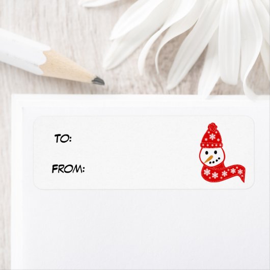 Red Snowman Gift Label Label (Insitu)