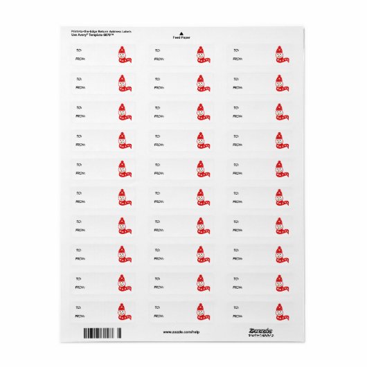 Red Snowman Gift Label Label (Full Sheet)