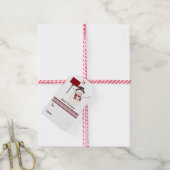 Red Snowman Kerstmis Cadeaulabel (Met Touw)