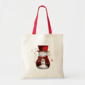 Red Snowman Kerstmis Tote Bag (Voorkant)