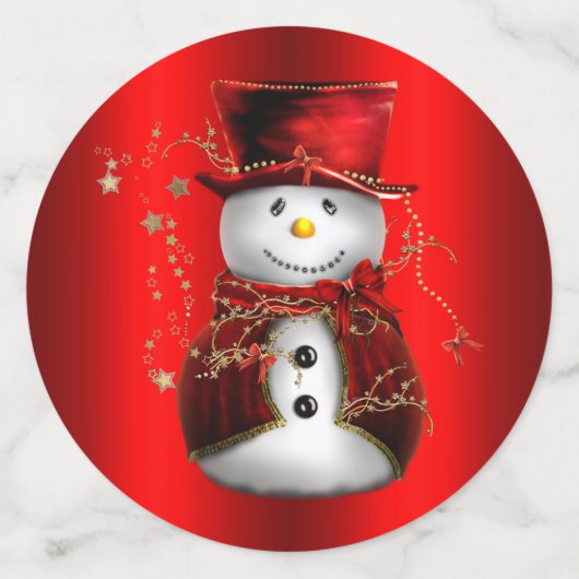 Red Snowman op Metallic Red Kerstmis Confetti (Grote achterkant)
