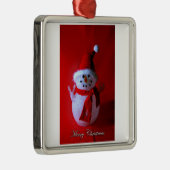 Red Snowman-ornament Metalen Ornament (Rechts)