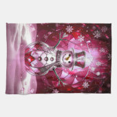 Red Snowman Snowflakes Holiday Kitchen Towel Theedoek (Horizontaal)