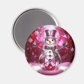 Red Snowman Snowflakes Holiday Magnet (Voorkant / Achterkant)