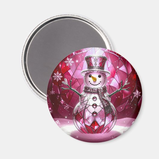 Red Snowman Snowflakes Holiday Magnet (Voorkant / Achterkant)