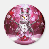 Red Snowman Snowflakes Holiday Magnet (Voorkant)