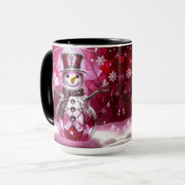 Red Snowman Snowflakes Holiday Mug Mok