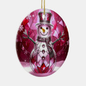 Red Snowman Snowflakes Holiday Ornament (Rechts)