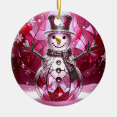 Red Snowman Snowflakes Holiday Ornament (Voorkant)