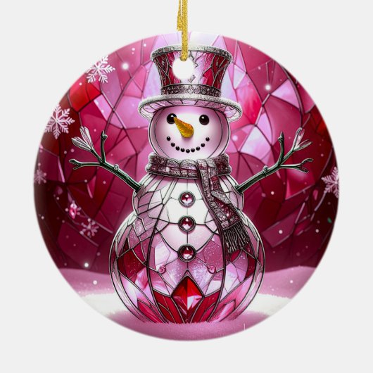 Red Snowman Snowflakes Holiday Ornament (Achterkant)
