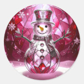 Red Snowman Snowflakes Holiday Sticker (Voorkant)