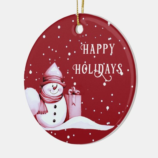 Red Snowman Snowy Christmas Holiday Ornament (Links)