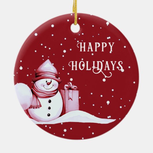 Red Snowman Snowy Christmas Holiday Ornament (Achterkant)