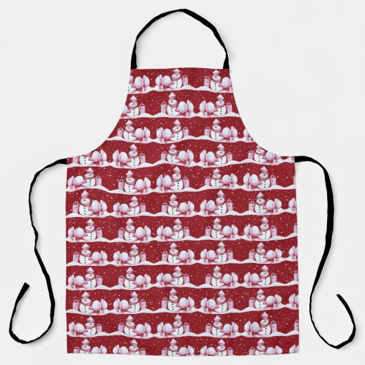 Red Snowman Snowy Christmas Holiday Schort (Voorkant)