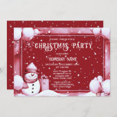 Red Snowman Snowy Kerstfeest Vakantie Kaart (Voorkant / Achterkant)