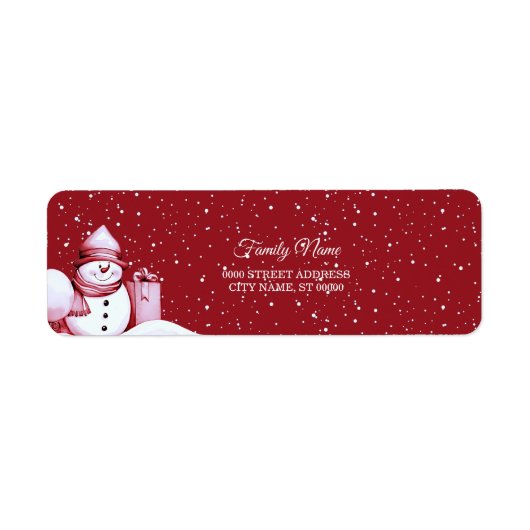 Red Snowman Snowy Kerstvakantie retouradres Etiket (Voorkant)