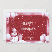 Red Snowman Snowy Vakantie Kerstmis Kaart (Voorkant)