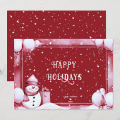 Red Snowman Snowy Vakantie Kerstmis Kaart (Voorkant / Achterkant)