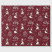 Red Snowman Vintage Elegant Gift Wrapping Paper Cadeaupapier (Vlak)