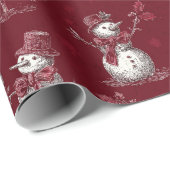 Red Snowman Vintage Elegant Gift Wrapping Paper Cadeaupapier (Rol Hoek)