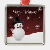 Red Snowman Winter Scene Ceramic Ornament (Voorkant)