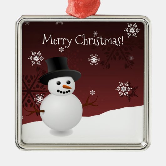 Red Snowman Winter Scene Ceramic Ornament (Voorkant)