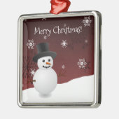 Red Snowman Winter Scene Ceramic Ornament (Links)