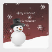 Red Snowman Winter Scene kerstcadeaulabel Labels (Design 1)