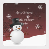 Red Snowman Winter Scene kerstcadeaulabel Labels (Design 2)