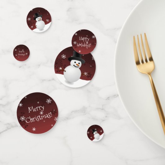 Red Snowman Winter Scene KerstConfetti Confetti (Groep)