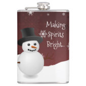 Red Snowman Winter Scene kerstfles Heupfles (Voorkant)