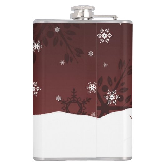 Red Snowman Winter Scene kerstfles Heupfles (Achterkant)