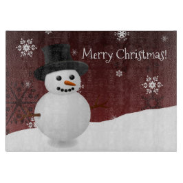 Red Snowman Winter Scene kerstknipbord Snijplank