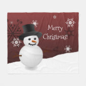 Red Snowman Winter Scene Kerstmis Blanket Fleece Deken (Voorkant (Horizontaal))