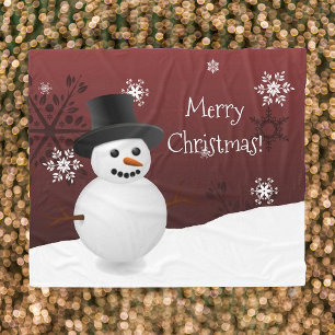 Red Snowman Winter Scene Kerstmis Blanket Fleece Deken
